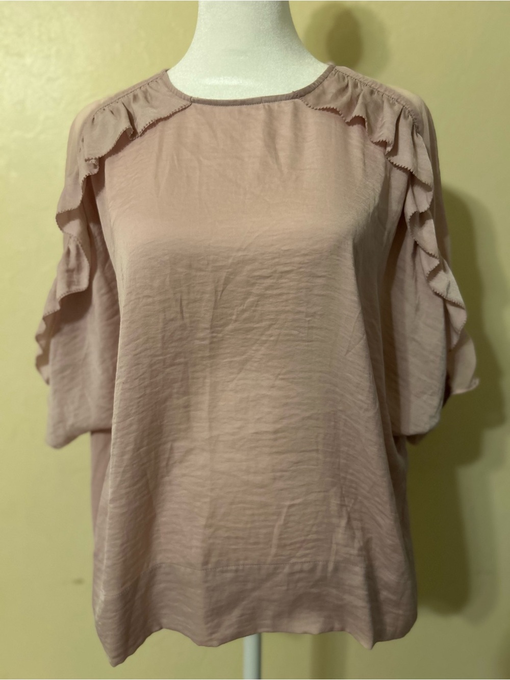 Ruffle Detail Blouse in Dusty Rose